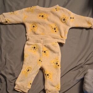 Cute Yellow Bear Print Baby Outfit
